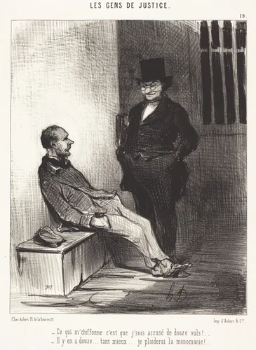 Ce qui m'chiffonne c'est... douze vols!... by Honoré Daumier, print, 1846