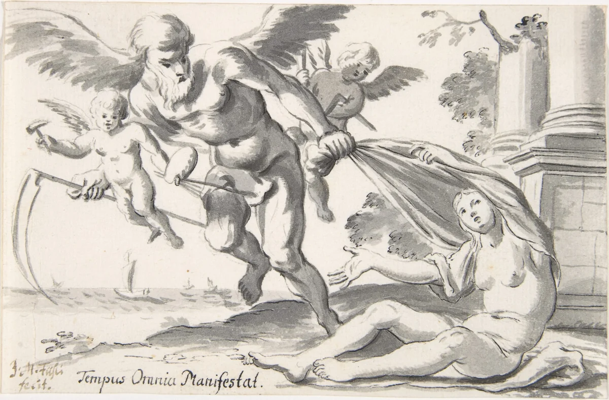 'Tempus omnia manifestat': Allegory of Art and Knowledge by Johann Melchior Füssli, drawing, 1677-1763
