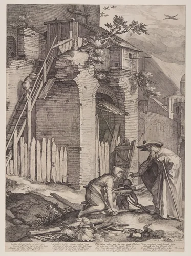 Prophet Elijah with the Widow of Zarephath by Jan Saenredam, print, 1604