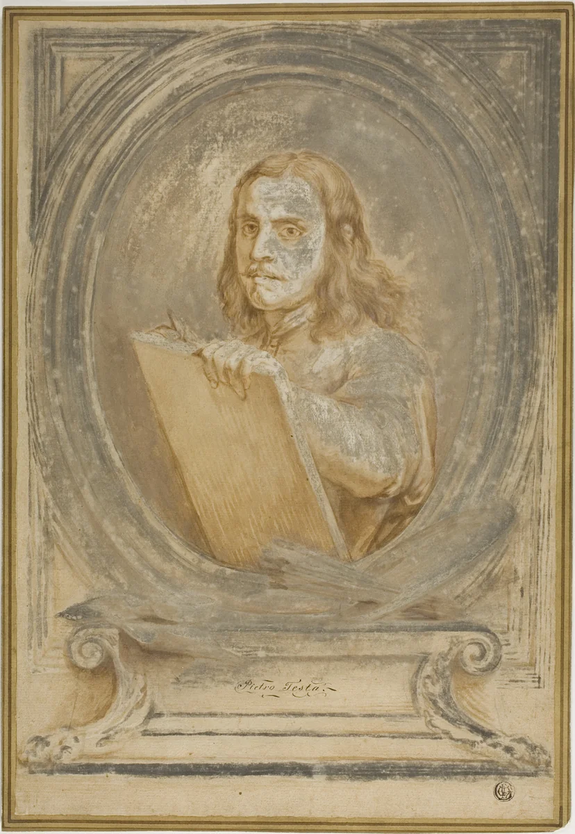 Portrait of Pietro Testa by Pietro Testa, drawing, 1645-1650
