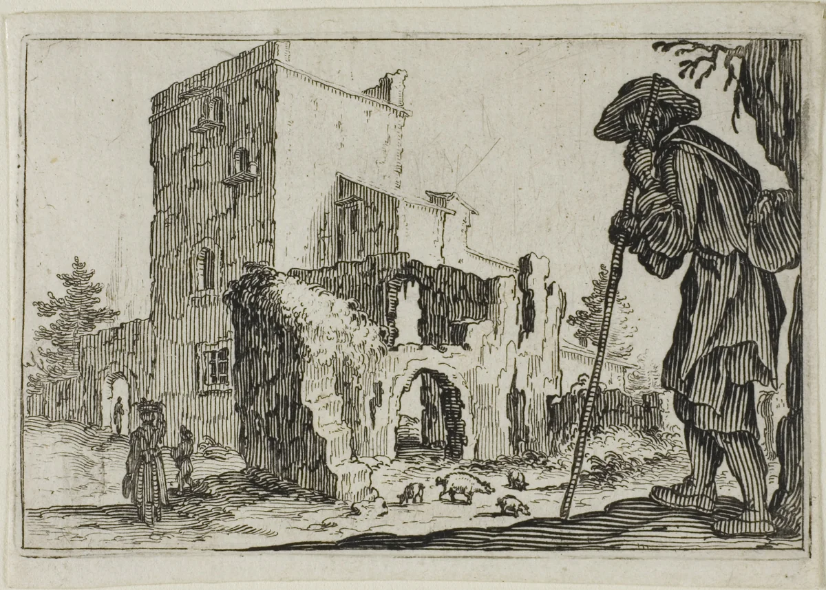 The Shepherd and the Ruins, from The Caprices by Jacques Callot, print, 1617-1627