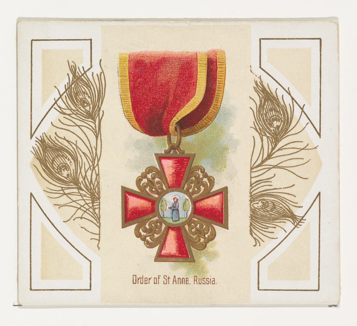 Order of Saint Anne, Russia, from the World's Decorations series (N44) for Allen & Ginter Cigarettes by Allen & Ginter, print, 1890