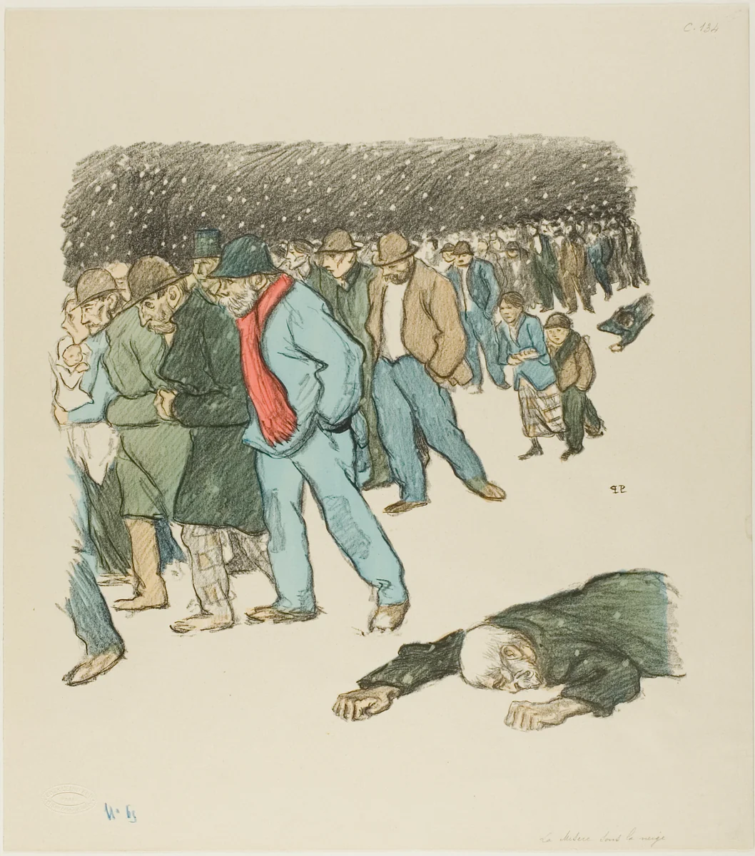 Misery Under the Snow by Théophile Alexandre Steinlen, print, 1894