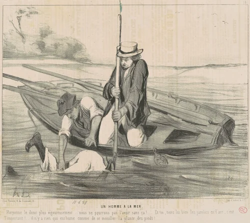 Un homme a la mer by Honoré Daumier, print, 1843