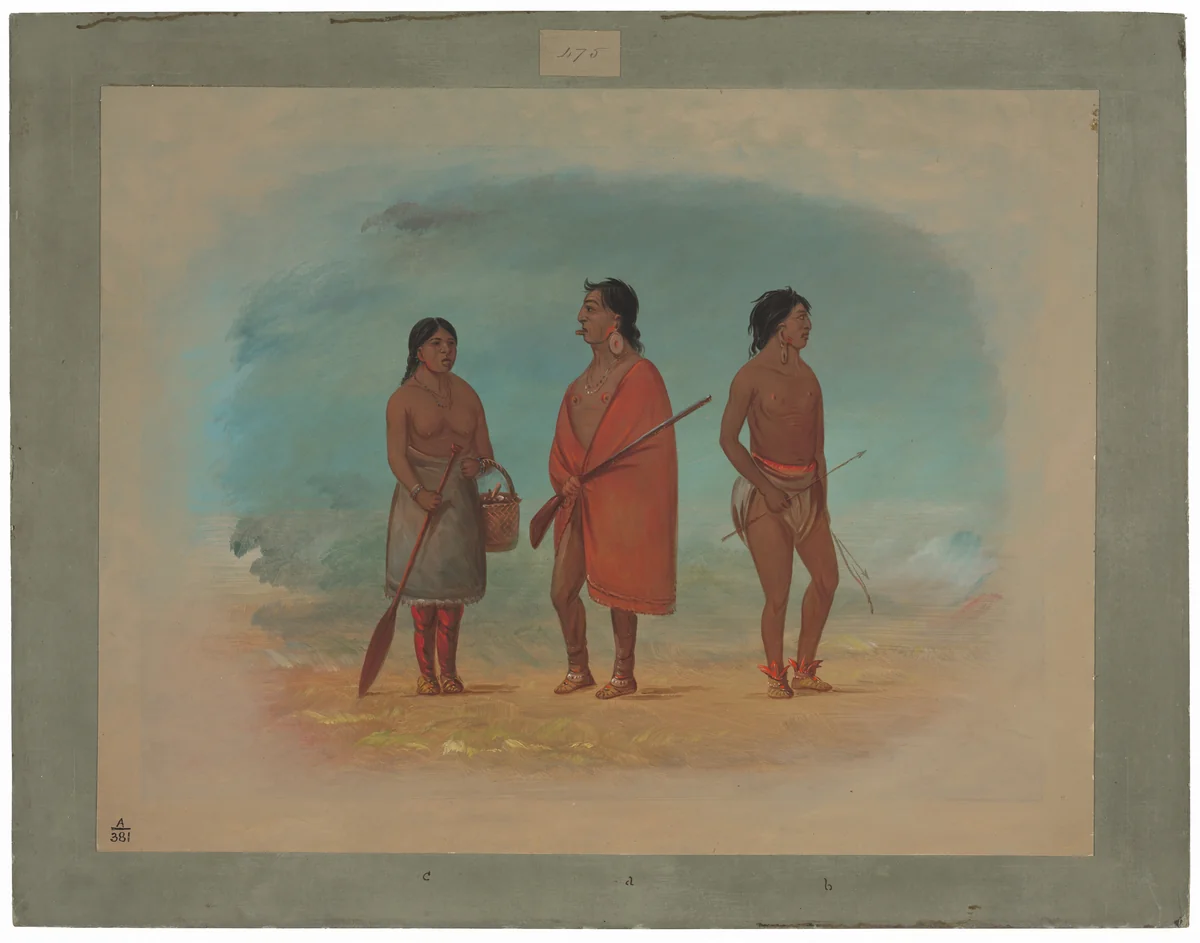 Botocudo Chief, His Wife, and a Young Man by George Catlin, painting, 1854-1869