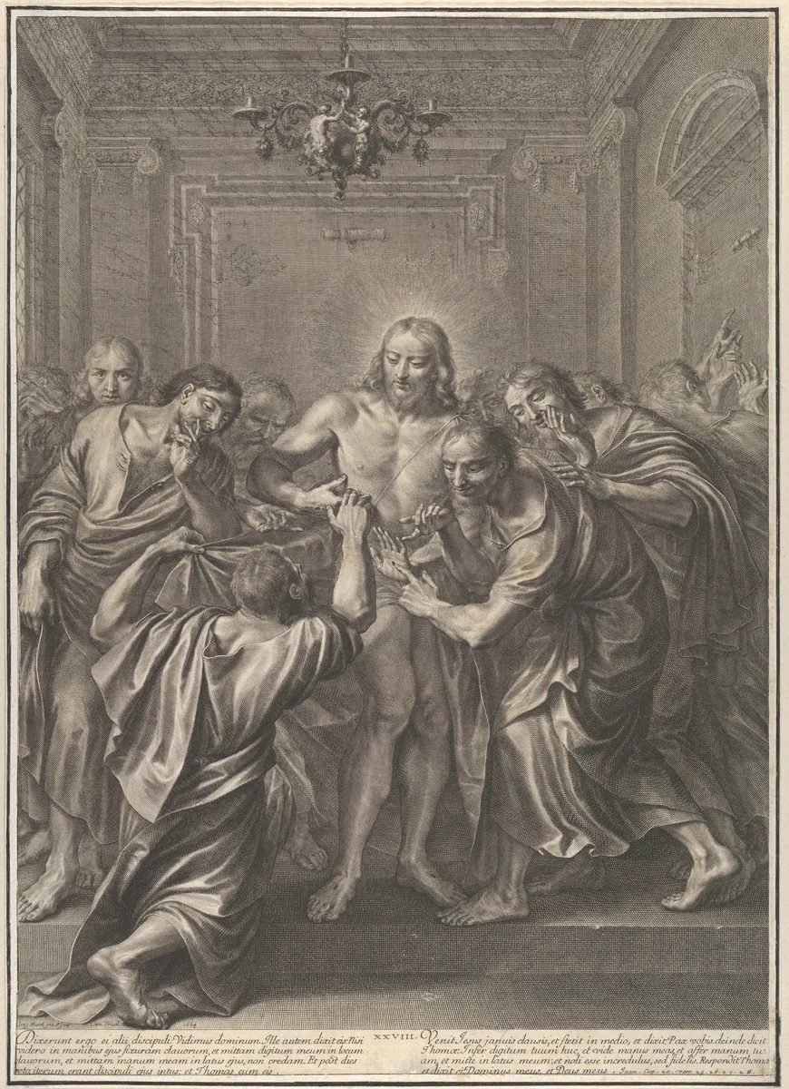 Doubting Thomas, from The Passion of Christ, plate 28 by Grégoire Huret, print, 1664