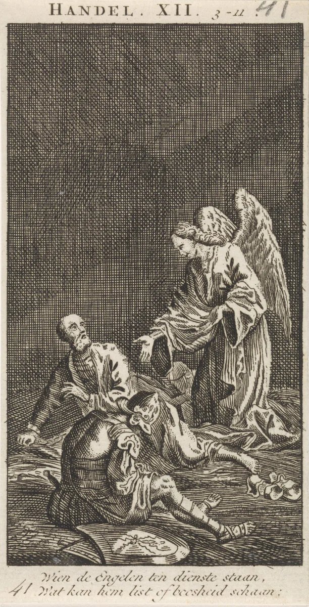 Bevrijding van Petrus uit de gevangenis by anonymous, print, 1712