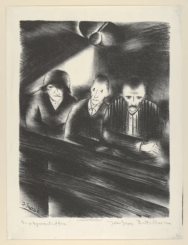 Employment Office by Jolan Gross Bettelheim, print, 1935-1936