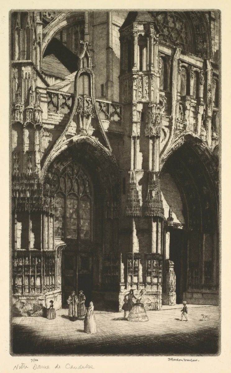 Notre Dame de Caudebec by Herbert Gordon Warlow, print, 1925-1935