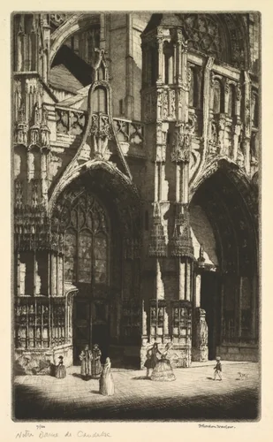 Notre Dame de Caudebec by Herbert Gordon Warlow, print, 1925-1935