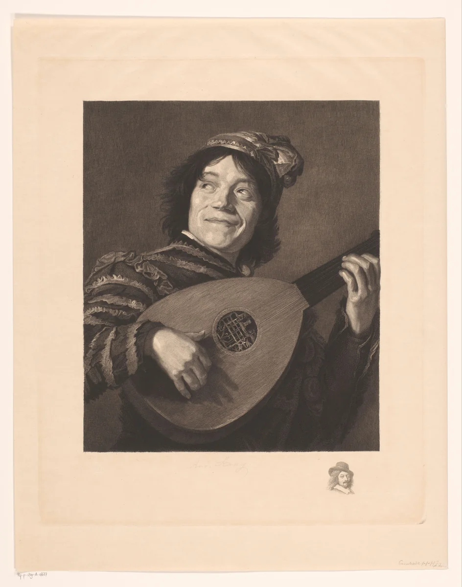 Luitspeler by Rudolf Stang, print, 1841-1891