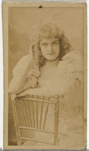 [Actress posing on chair], from the Actors and Actresses series (N145-8) issued by Duke Sons & Co. to promote Duke Cigarettes by W. Duke, Sons & Co., photograph, 1890-1895