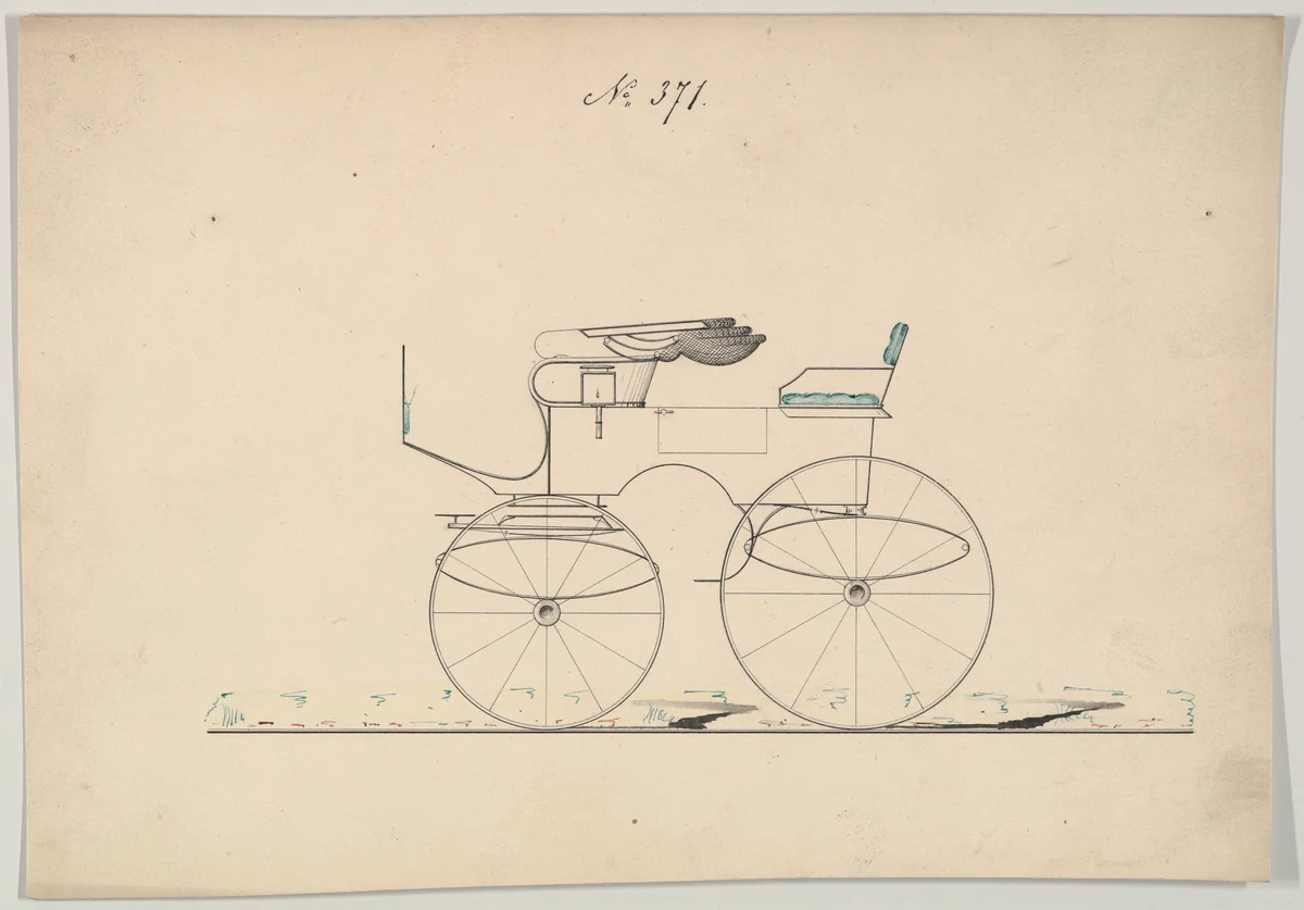 Design for Phaeton, no. 371 by Brewster & Co., drawing, 1850-1874