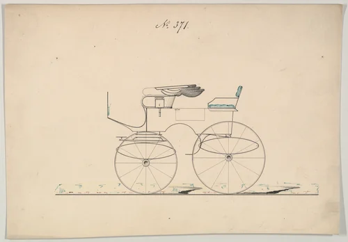 Design for Phaeton, no. 371 by Brewster & Co., drawing, 1850-1874