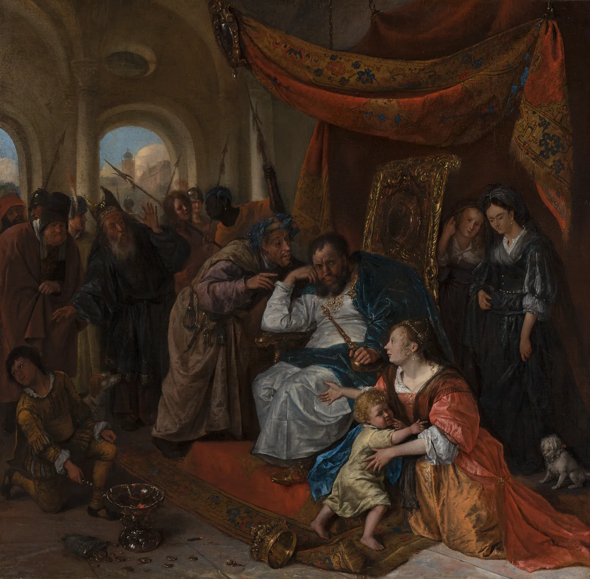 Moses and Pharaoh's Crown by Jan Steen, painting, 1670
