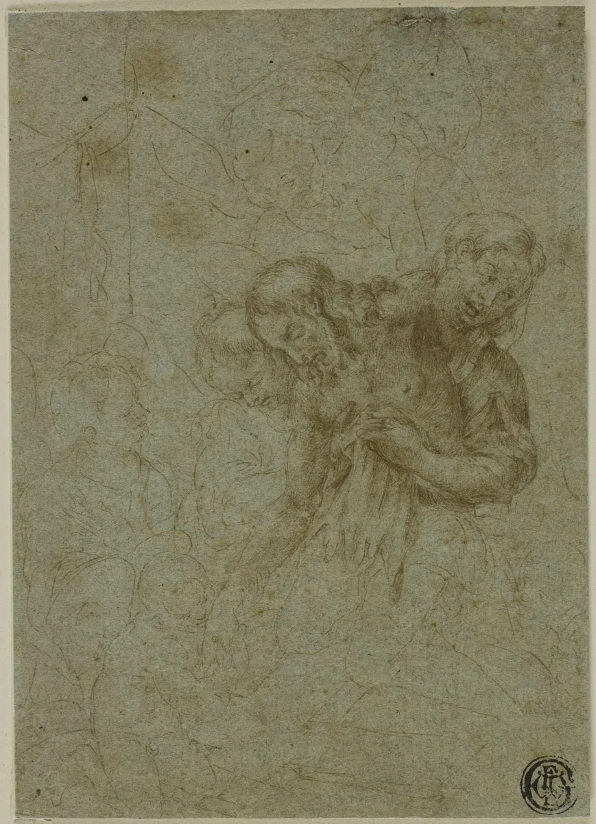 Dead Christ Supported by Holy Women and Angels by Lelio Orsi, drawing, 1531-1587