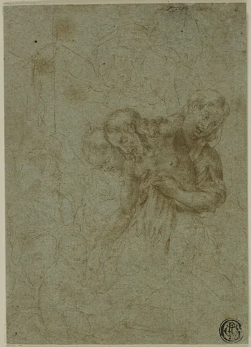 Dead Christ Supported by Holy Women and Angels by Lelio Orsi, drawing, 1531-1587