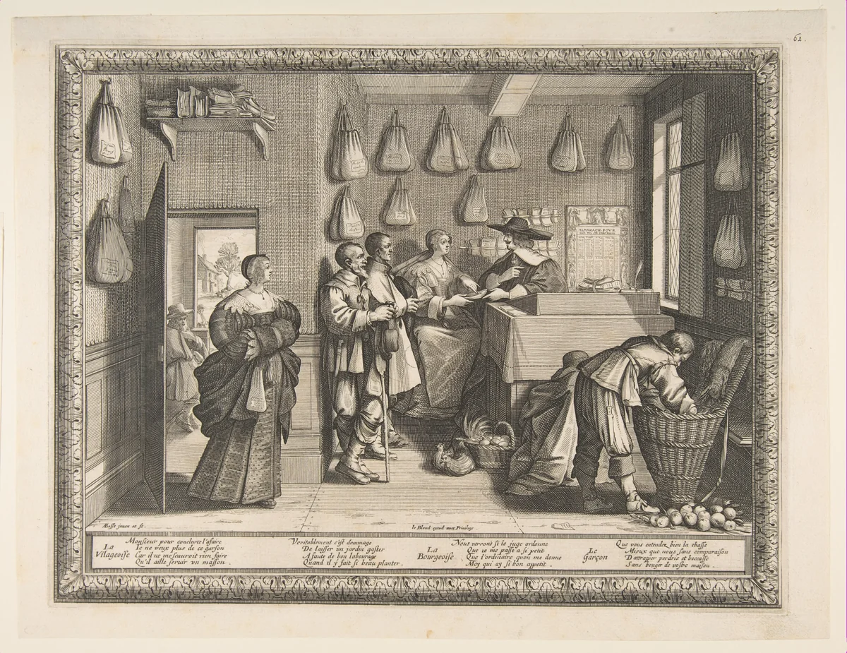 Employment Bureau by Abraham Bosse, print, 1633