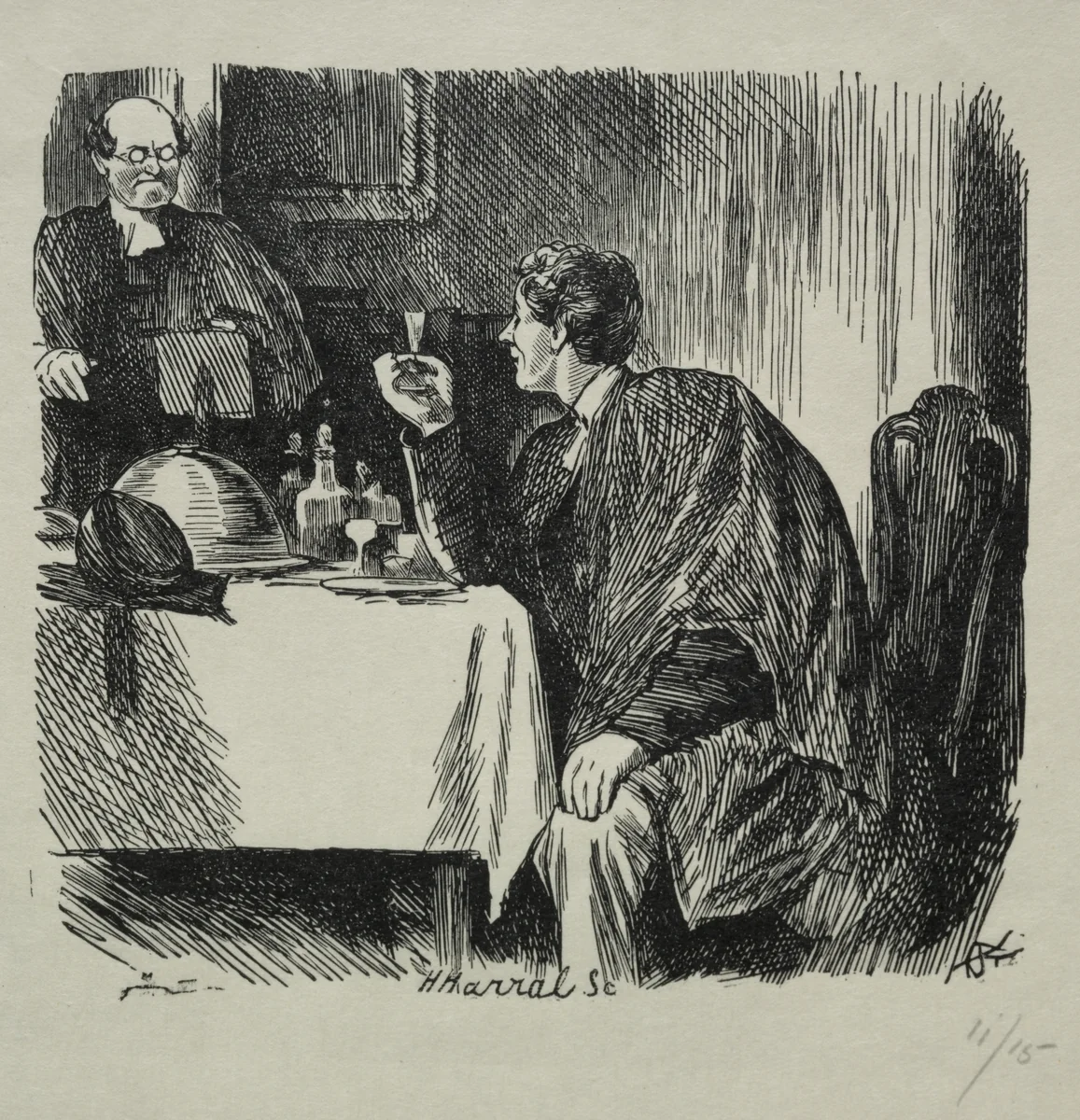 Tomkin's Degree Supper and How it Ended by Charles Samuel Keene, print, 1868
