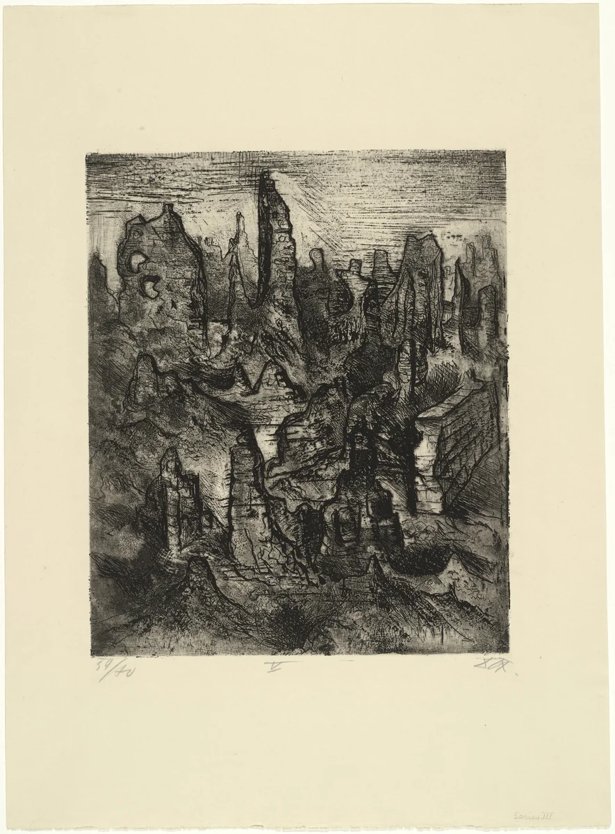 The Ruins of Langemarck (Die Trümmer von Langemarck) from The War (Der Krieg) by Otto Dix, print, 1924