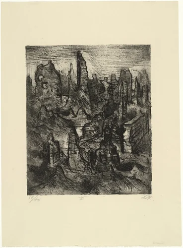 The Ruins of Langemarck (Die Trümmer von Langemarck) from The War (Der Krieg) by Otto Dix, print, 1924