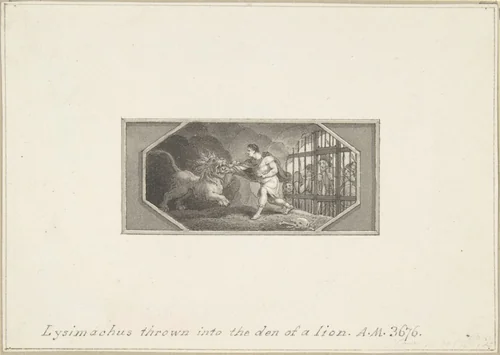 Lysimachus thrown into the Den of a Lion by Edward Francis Burney, drawing, 1790-1800