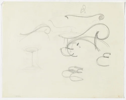 Lounge Chair with Arms (Perspective sketch; elevation sketches. Frame details.) by Ludwig Mies van der Rohe, mies van der rohe archive, 1926
