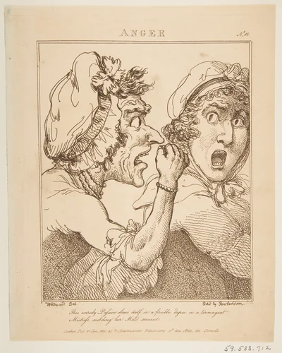 Anger (Le Brun Travested, or Caricatures of the Passions) by Thomas Rowlandson, print, 1800