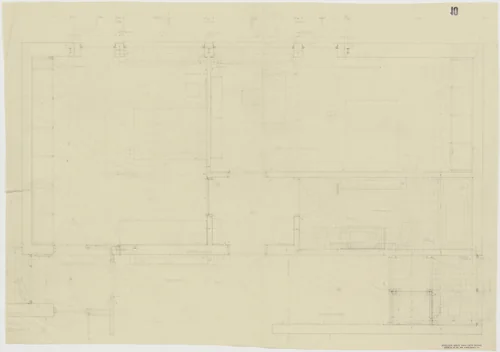 Tugendhat House, Brno, Czech Republic, Master bedroom, lady's bedroom, two bathrooms. Plan. by Ludwig Mies van der Rohe, mies van der rohe archive, 1928