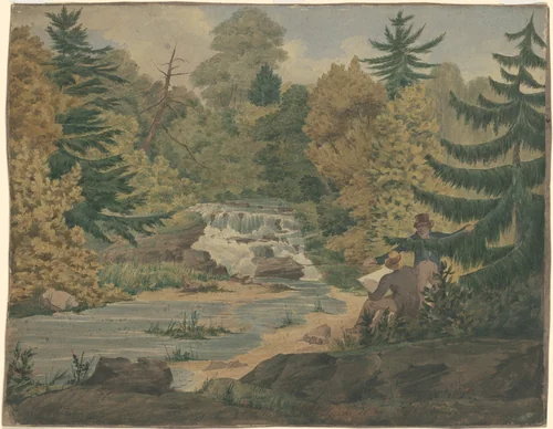 View of the Second Falls on the Sawkill River by John Rubens Smith, drawing, 1835-1845