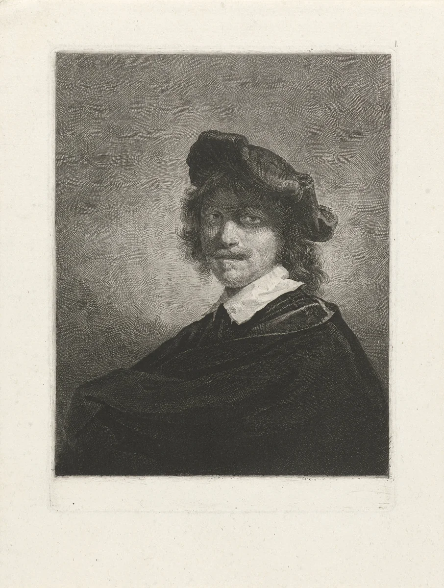 Portret van Gerard Dou by Johannes Pieter de Frey, print, 1780-1834