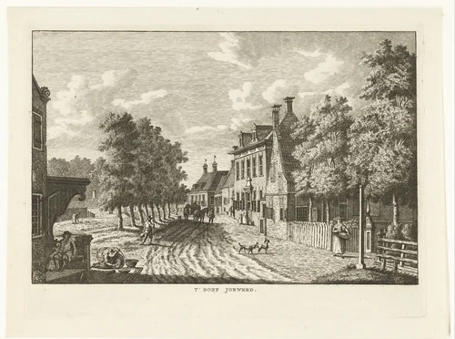 Dorpsgezicht te Jorwerd by Carel Frederik Bendorp, print, 1786-1792