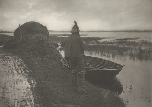 Marshman Going to Cut Schoof-Stuff from Life and Landscape on the Norfolk Broads (London, 1886) by Peter Henry Emerson, photograph, 1885