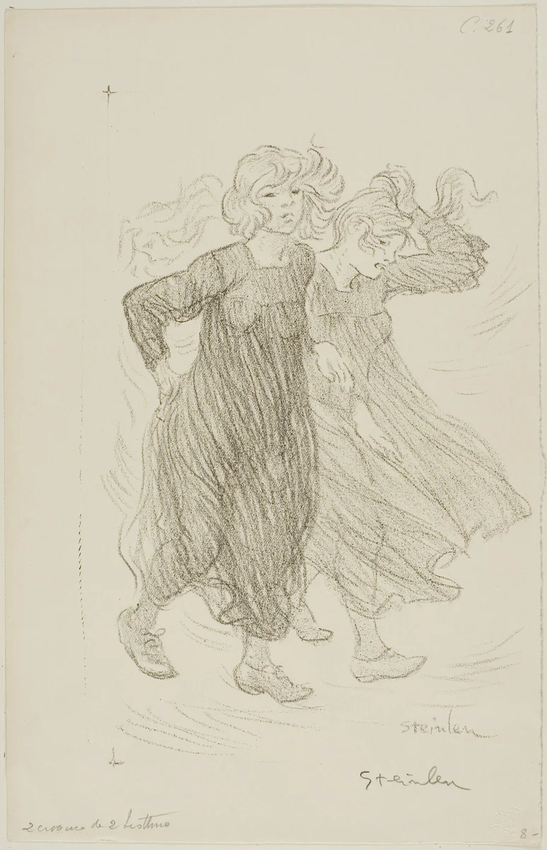 Gust of wind by Théophile Alexandre Steinlen, print, 1905