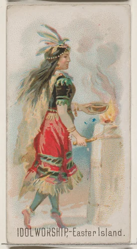 Idol Worship, Easter Island, from the Holidays series (N80) for Duke brand cigarettes by W. Duke, Sons & Co., print, 1890