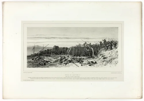 Capture of Bastion no. 9, from Souvenirs d’Italie: Expédition de Rome by François Hippolyte Lalaisse, print, 1860