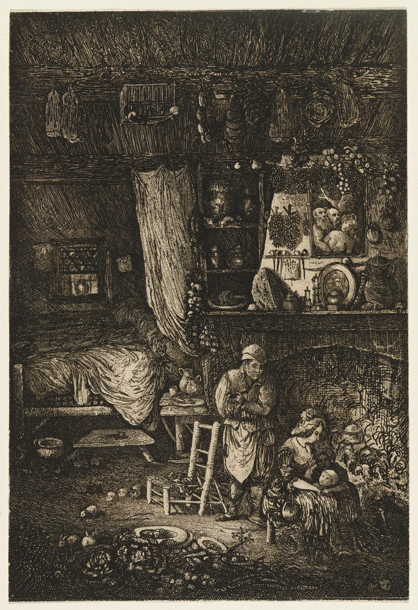 Flemish Interior by Rodolphe Bresdin, print, 1856