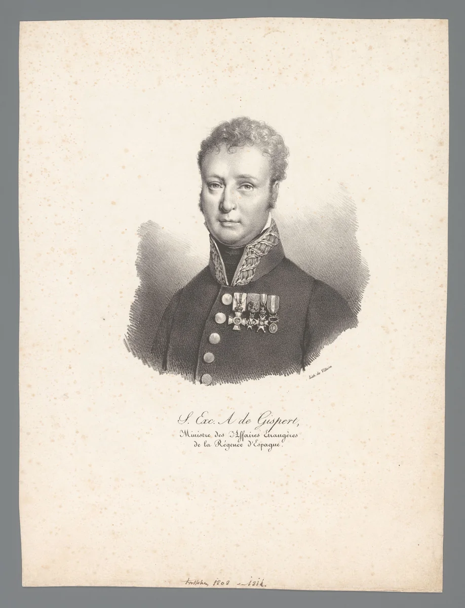 Portret van Antoine de Gispert by anonymous, print, 1823