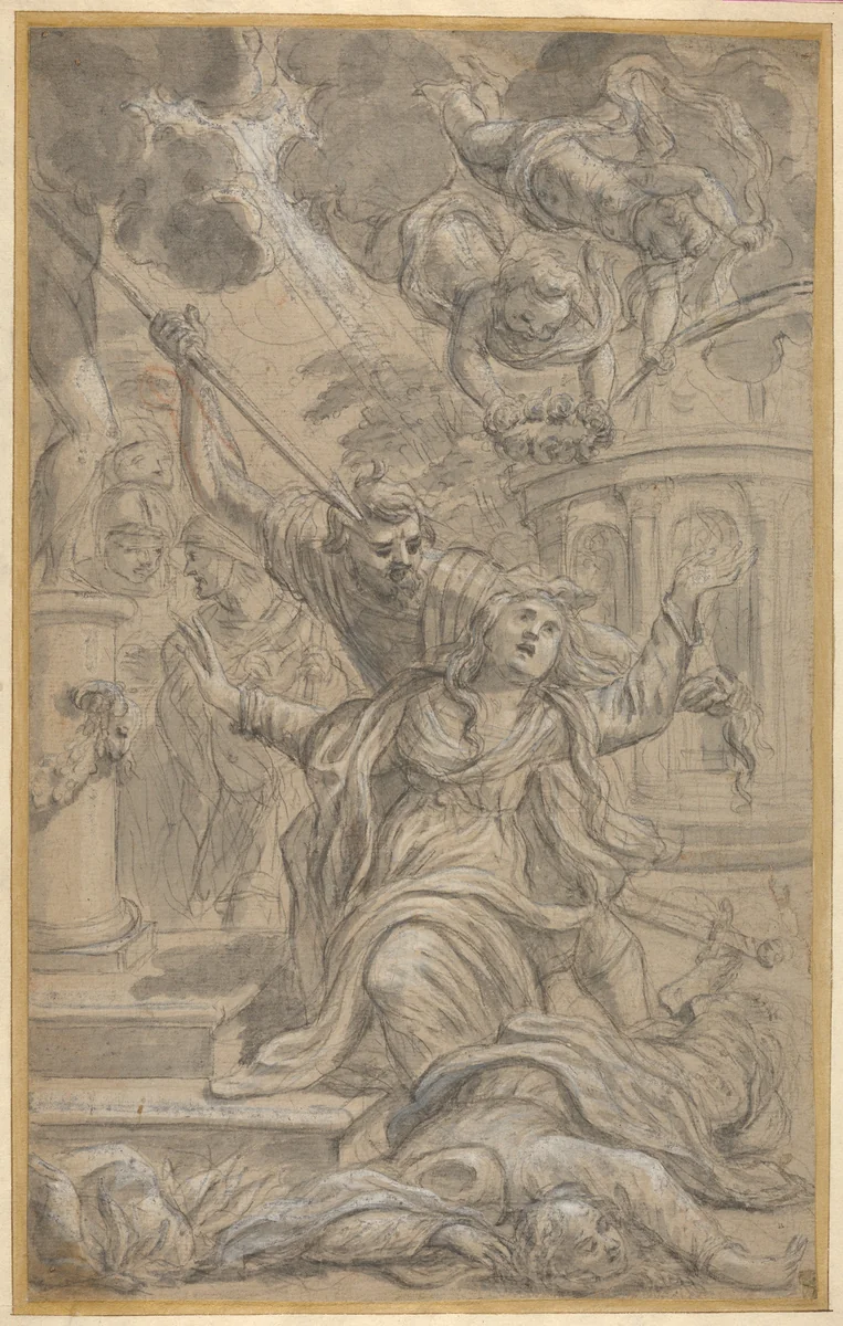 Martyrdom of Two Female Saints by Cosimo Ulivelli, drawing, 1625-1704