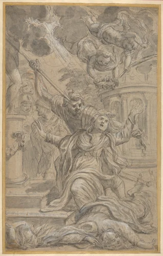 Martyrdom of Two Female Saints by Cosimo Ulivelli, drawing, 1625-1704