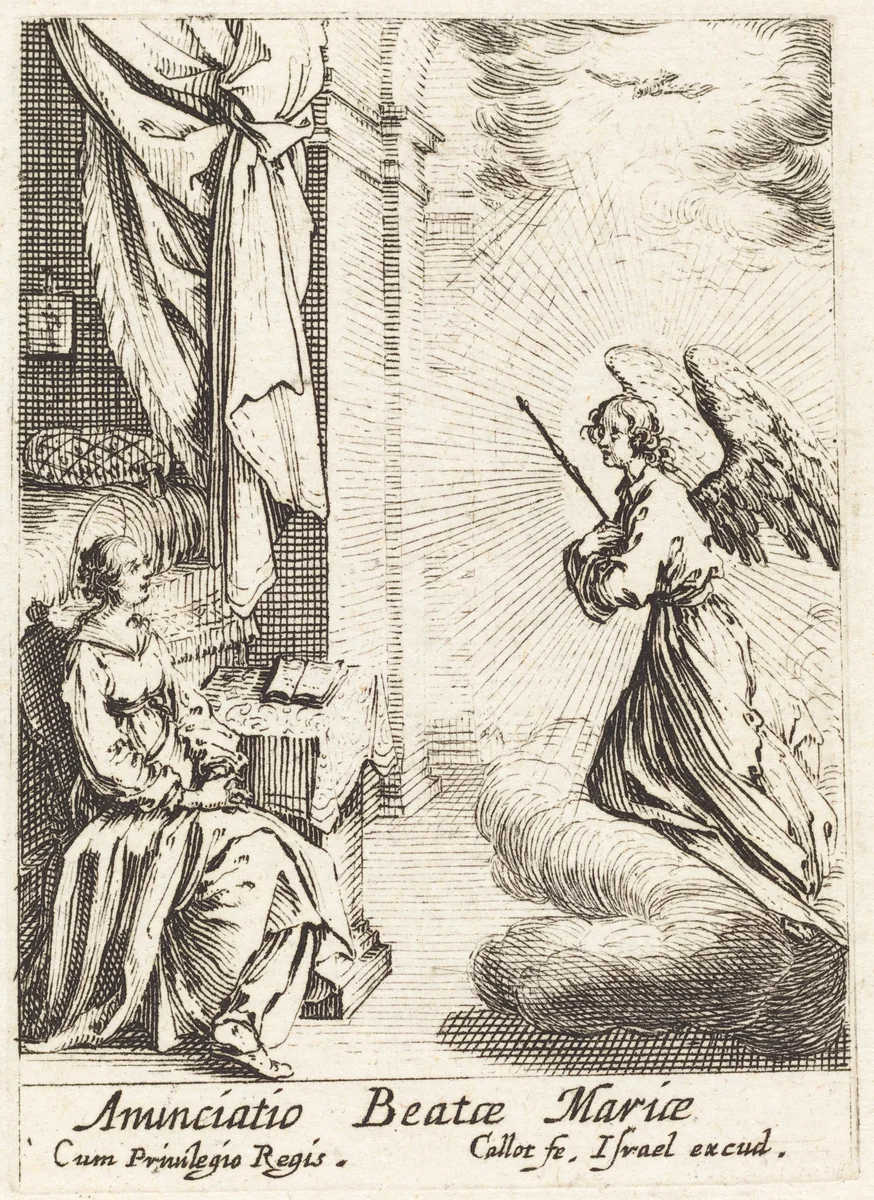 The Annunciation by Jacques Callot, print, 1628-1638