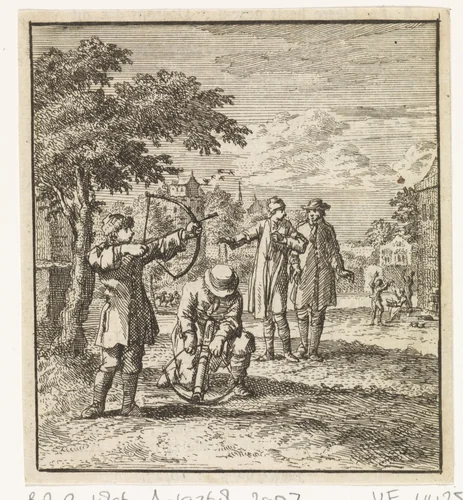Boogschieten by Jan Luyken, print, 1712