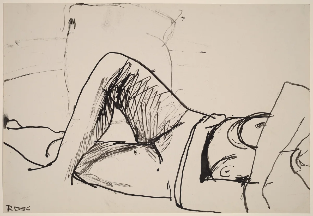 Untitled [nude reclining and crossing her legs] by Richard Diebenkorn, drawing, 1956