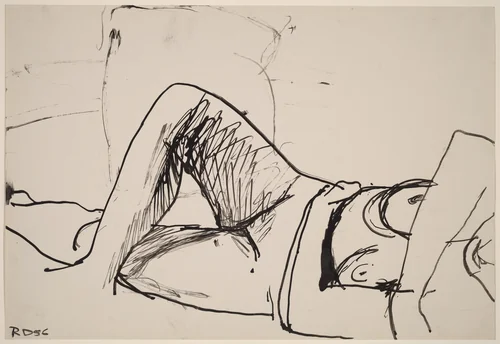Untitled [nude reclining and crossing her legs] by Richard Diebenkorn, drawing, 1956