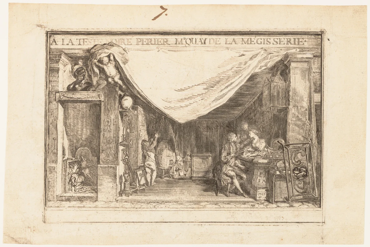 Trade Card for Périer, Ironmonger by Gabriel de Saint-Aubin, print, 1767