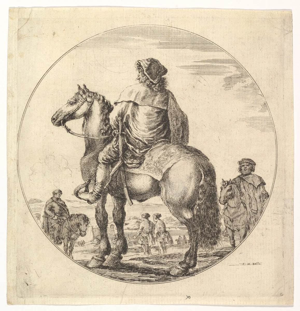 A Hungarian Cavalier by Stefano della Bella, print, 1646-1656