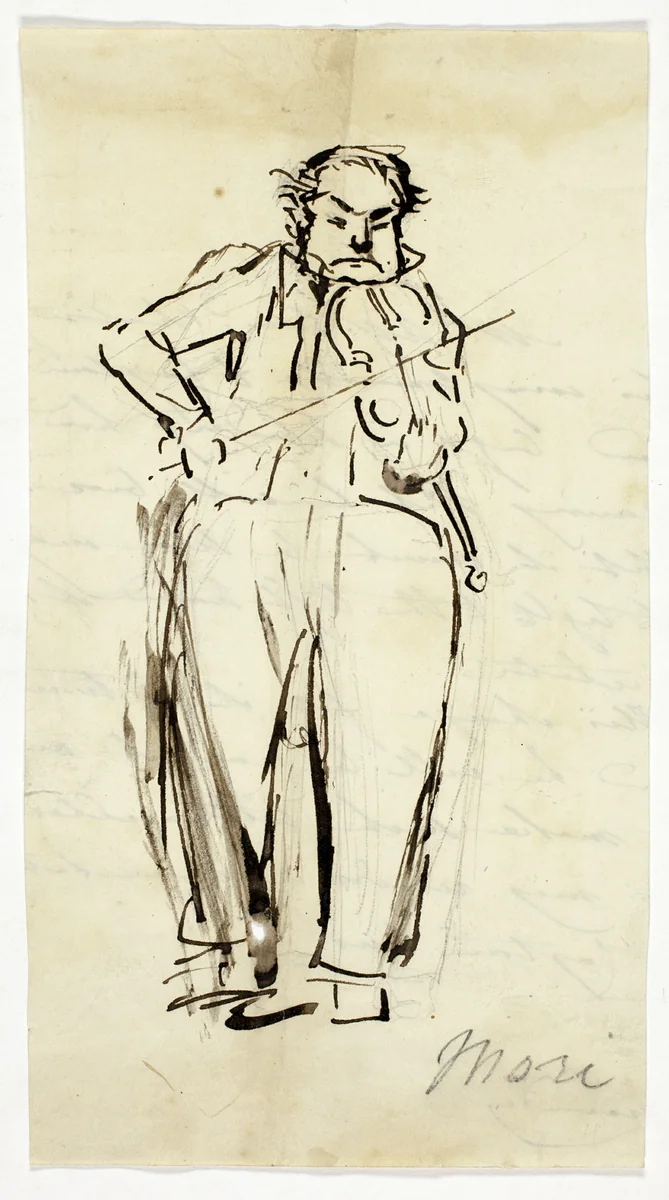 Nicolas Mori, Violinist by Alfred Edward Chalon, drawing, 1835-1845