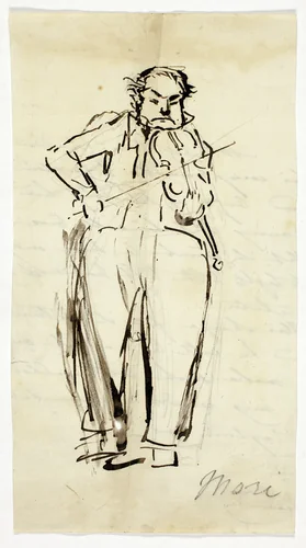Nicolas Mori, Violinist by Alfred Edward Chalon, drawing, 1835-1845