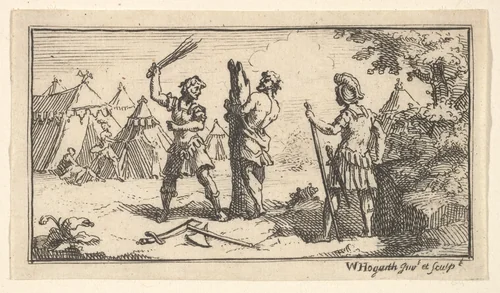 Fustigatio (John Beaver, Roman Military Punishments, 1725) by William Hogarth, print, 1725-1779