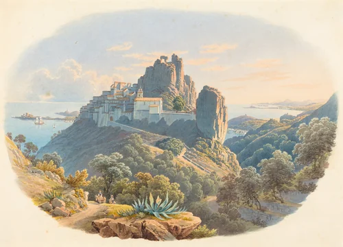 Le Château d'Eze, pres de Nice by Mathias Gabriel Lory, drawing, 1841-1843